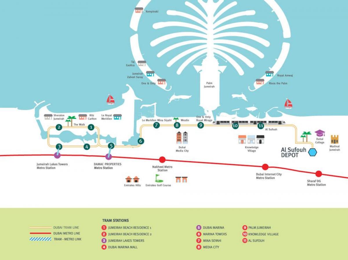 迪拜有轨电车站地图